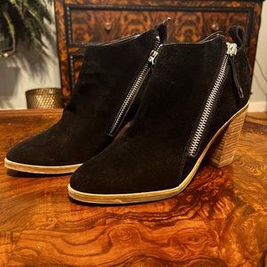 Black block heeled booties